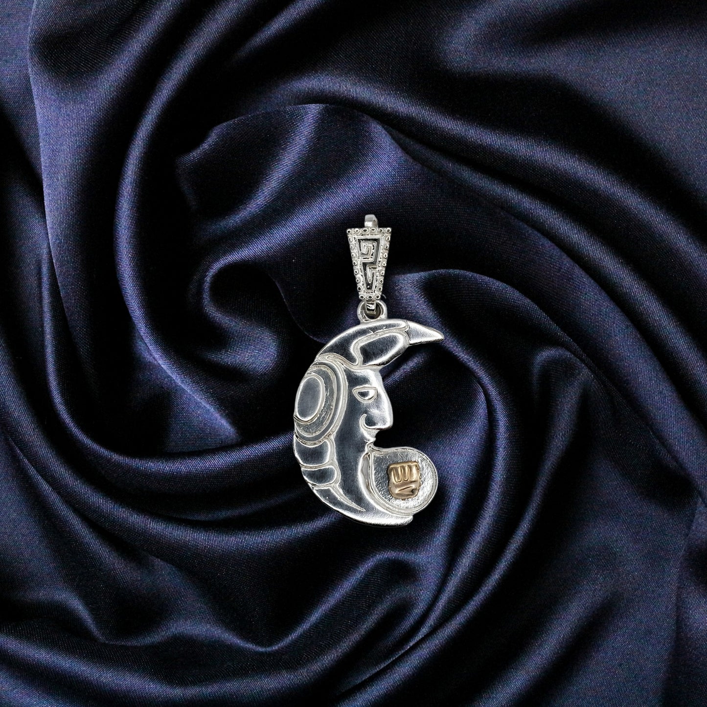 Silver Pendant Luna - (1 Letter Custom Inscription)
