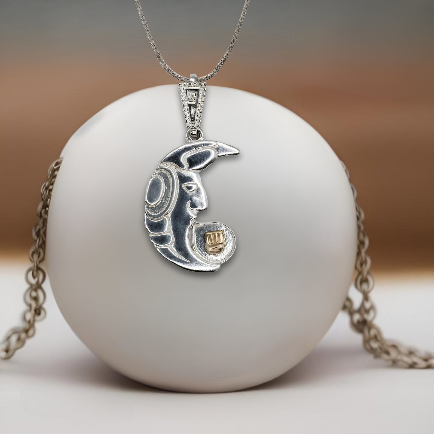 Silver Pendant Luna - (1 Letter Custom Inscription)