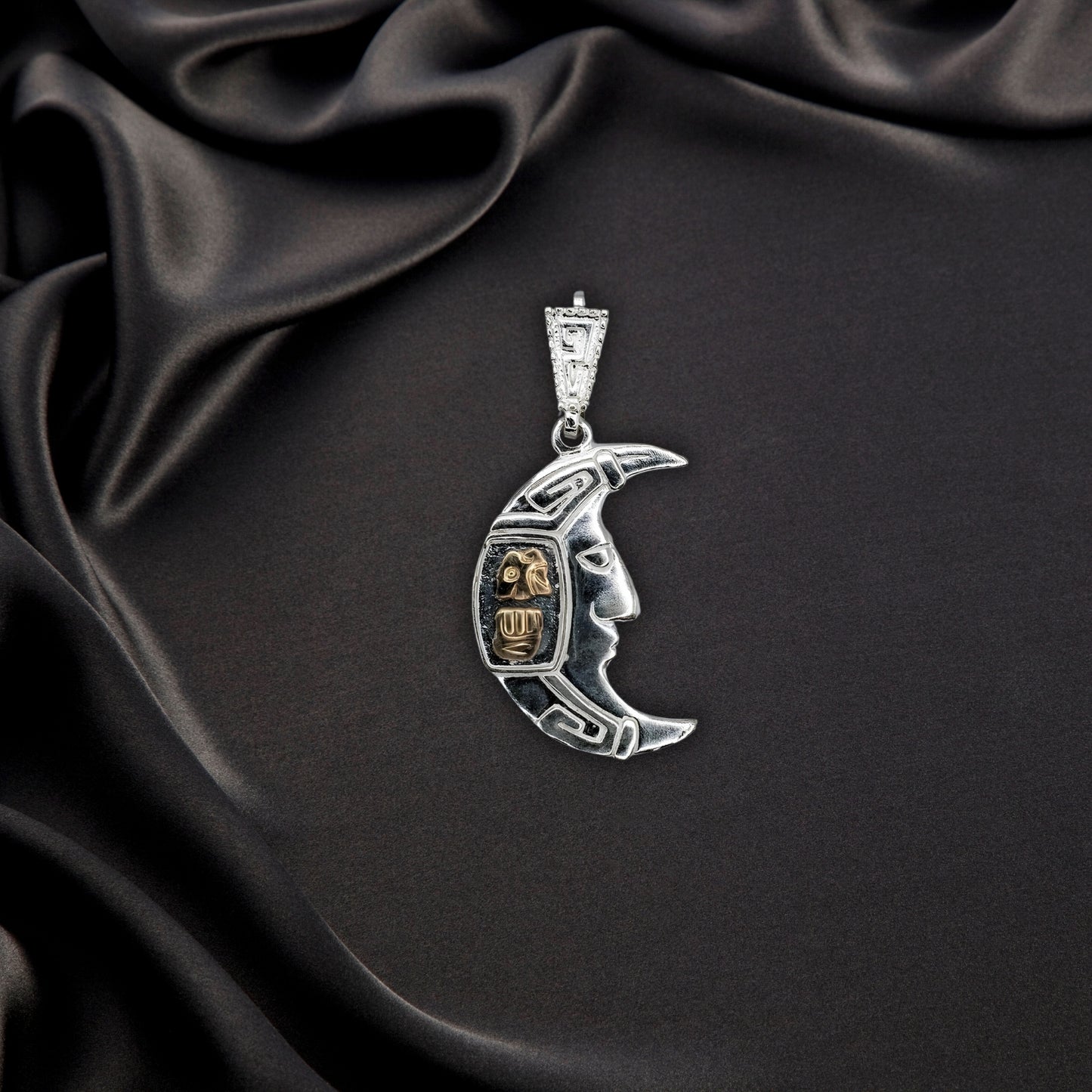 Silver Pendant Luna - (2 Letter Custom Inscription)