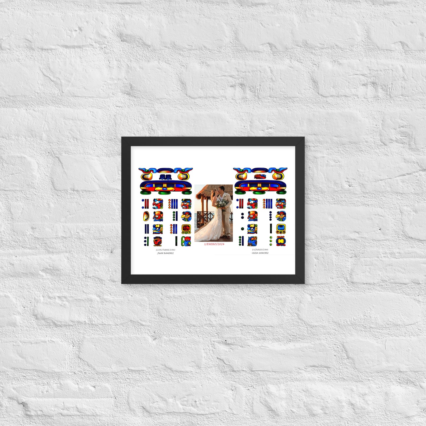 Personalized Mayan Legacy Parchment | Dual - Personal Photo (Framed Poster)