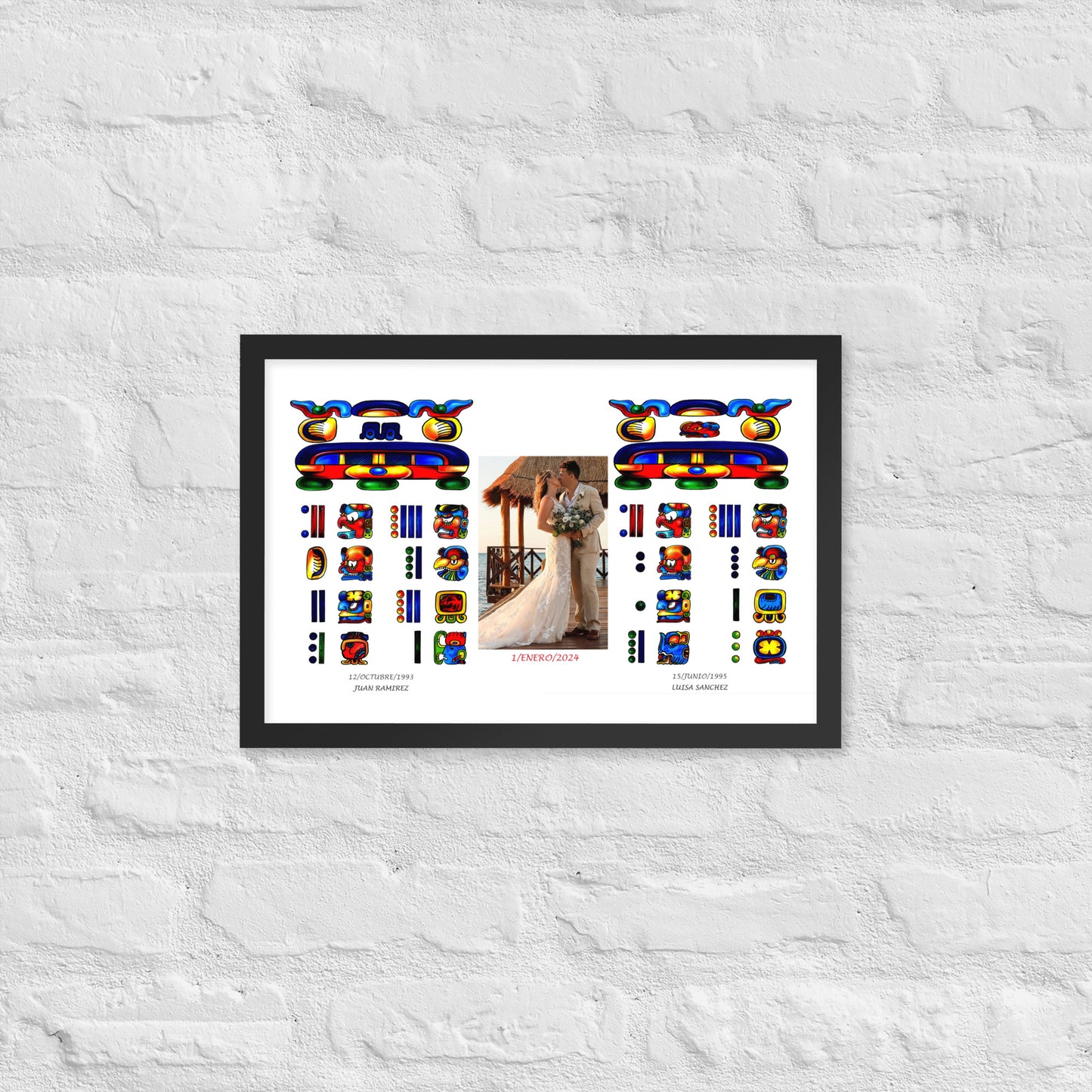 Personalized Mayan Legacy Parchment | Dual - Personal Photo (Framed Poster)