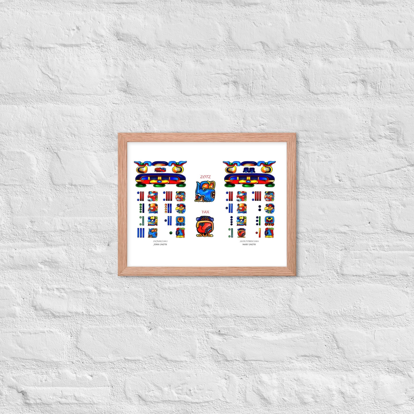 Personalized Mayan Legacy Parchment | Dual - Zodiac Sign (Framed Poster)