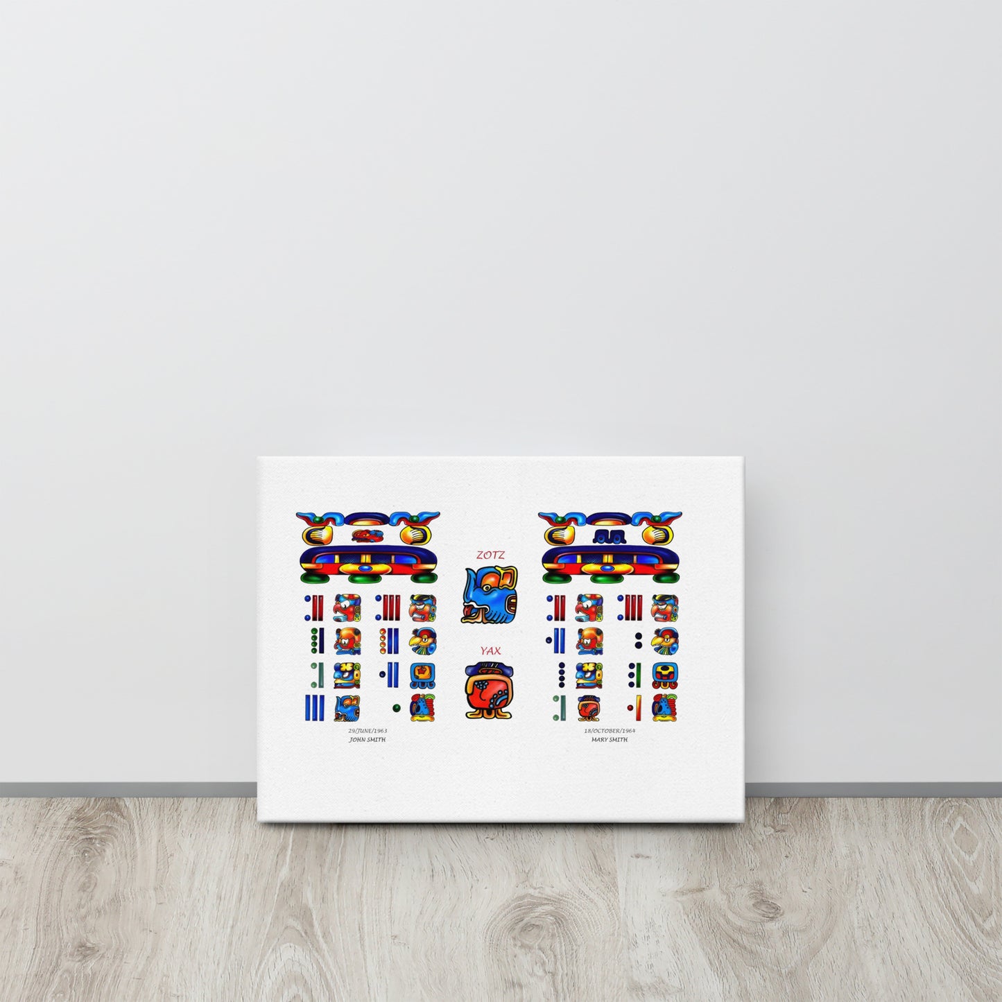 Personalized Mayan Legacy Parchment | Dual - Zodiac Sign (Canvas Print)
