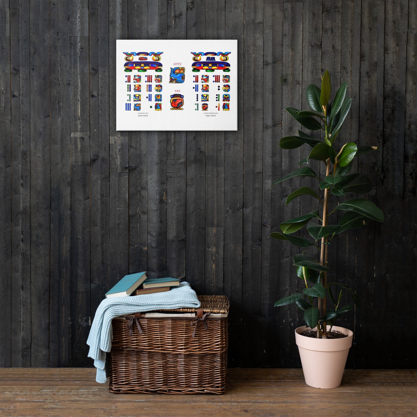 Personalized Mayan Legacy Parchment | Dual - Zodiac Sign (Canvas Print)