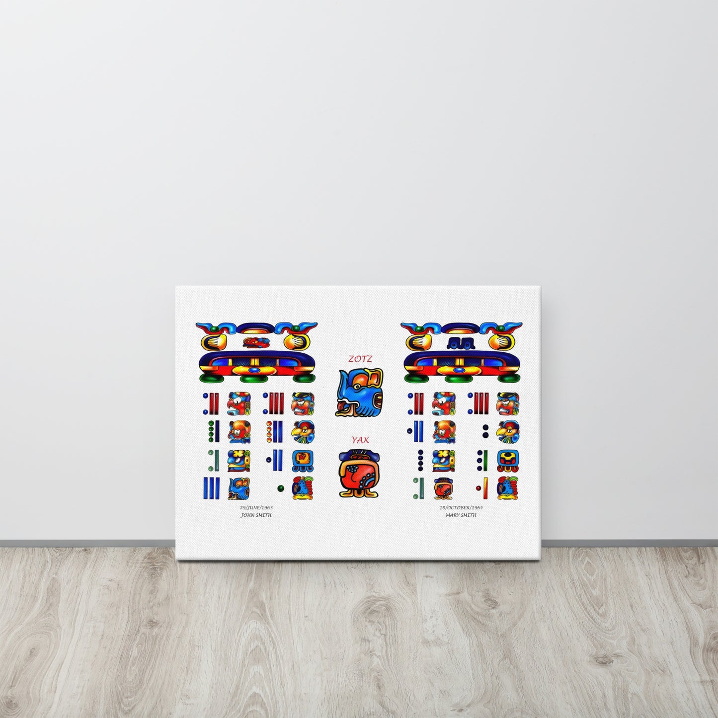 Personalized Mayan Legacy Parchment | Dual - Zodiac Sign (Canvas Print)