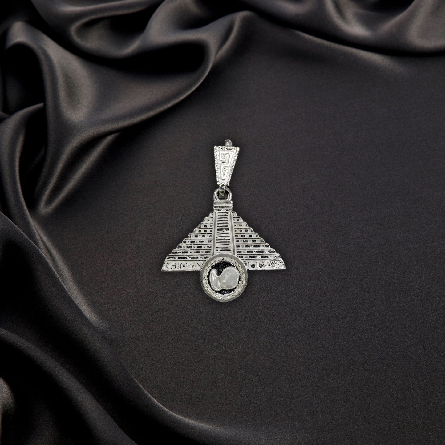 Silver Pendant Chichen-Itza "Pyramid" - (Custom Inscription)