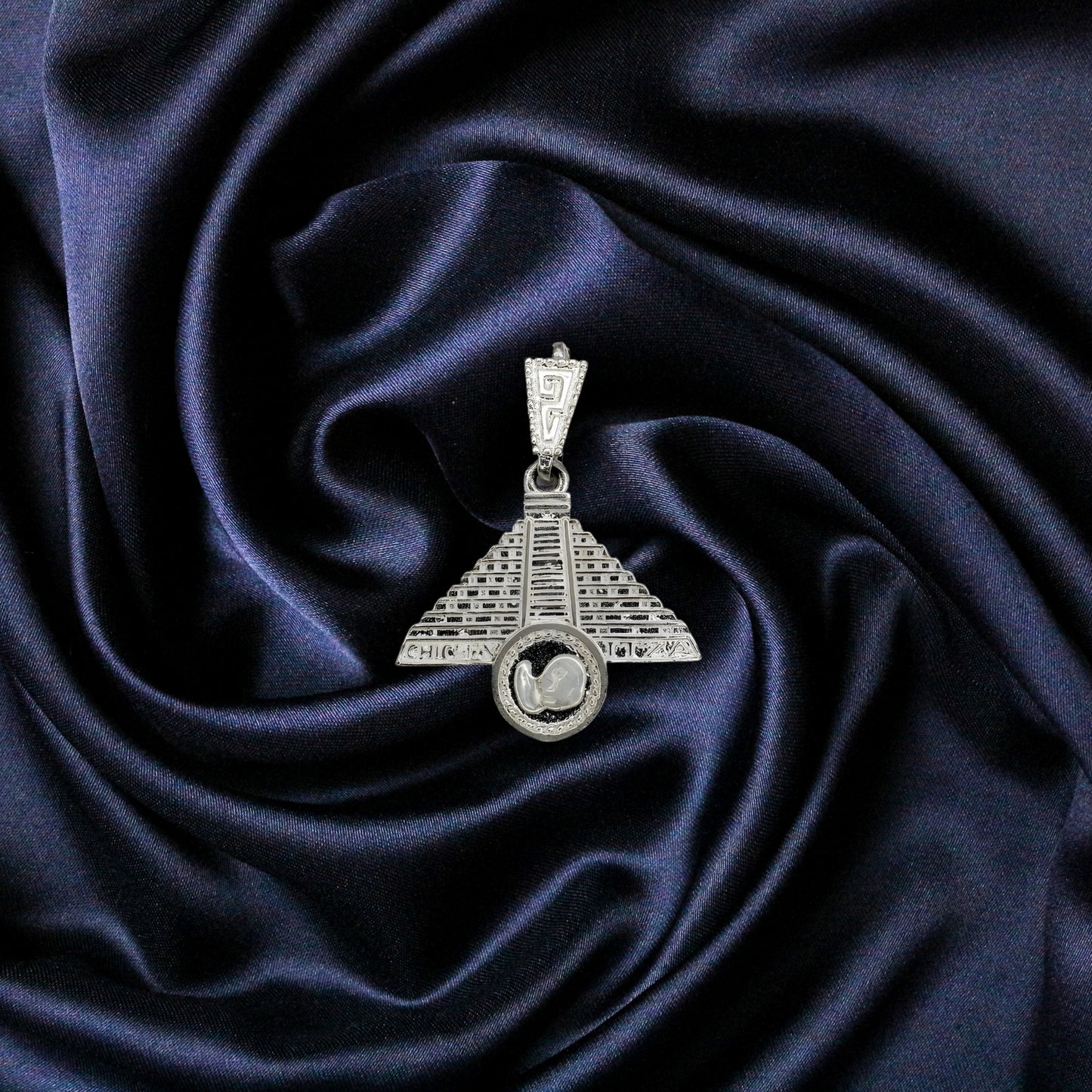 Silver Pendant Chichen-Itza "Pyramid" - (Custom Inscription)