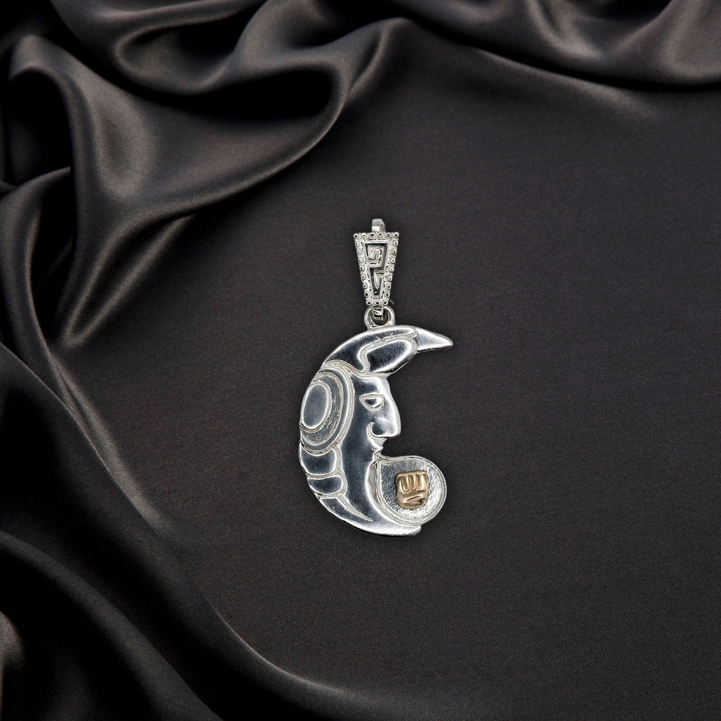 Silver Pendant Luna  - (1 Letter Custom Inscription)