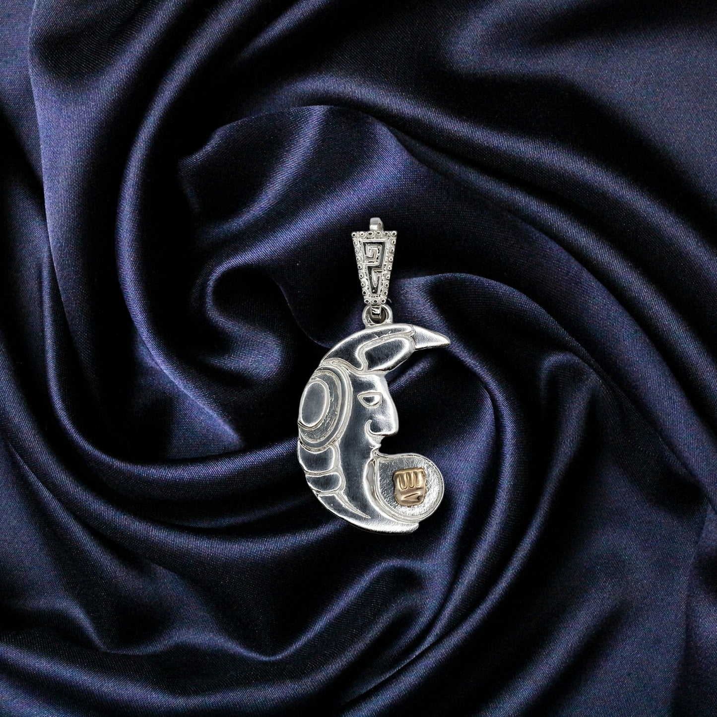 Silver Pendant Luna  - (1 Letter Custom Inscription)