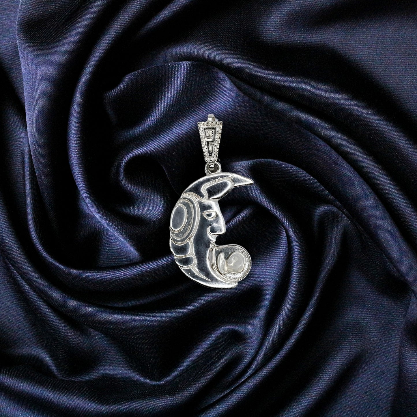 Silver Pendant Luna  - (1 Letter Custom Inscription)