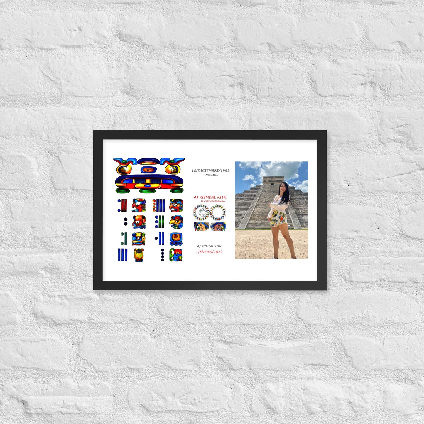 Personalized Mayan Legacy Parchment - Single with personal Photo & Logo (Framed Poster)