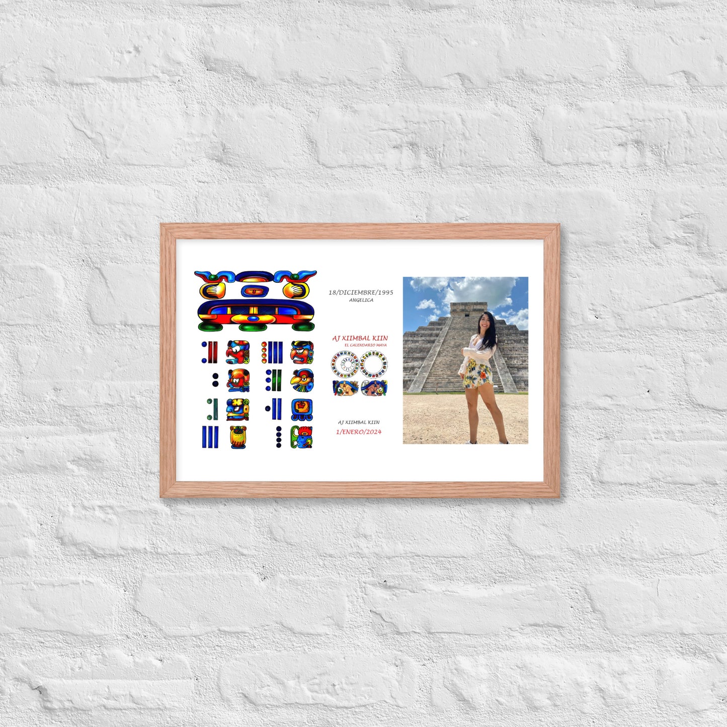 Personalized Mayan Legacy Parchment - Single with personal Photo & Logo (Framed Poster)