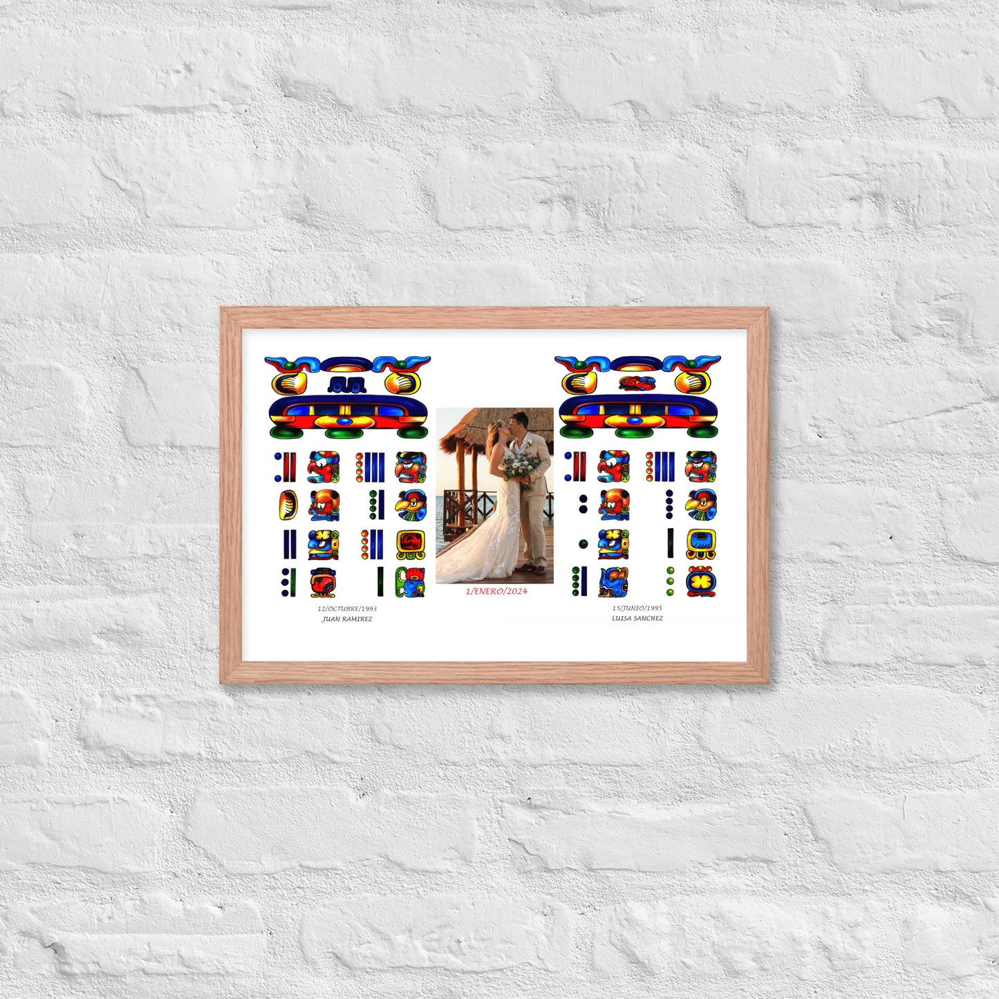 Personalized Mayan Legacy Parchment | Dual - Personal Photo (Framed Poster)