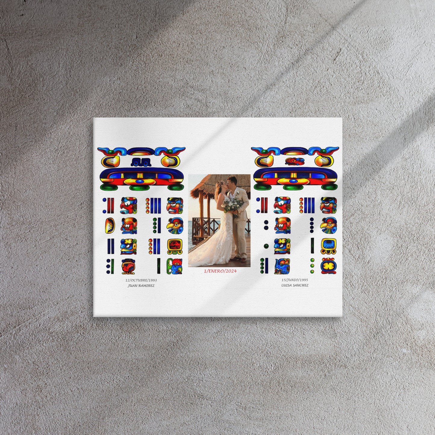 Personalized Mayan Legacy Parchment | Dual - Personal Photo (Canvas Print)